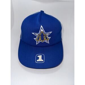 Vintage 80s Seattle Mariners SIZE S/M Trident Mesh Trucker Hat